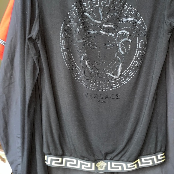 Rare Versace Crystal Medusa head hoodie With Grecca band!